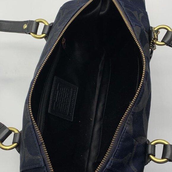 Coach F26243 Navy Blue Jacquard Campbell Signature Metallic Satchel Bag - Picture 7 of 15